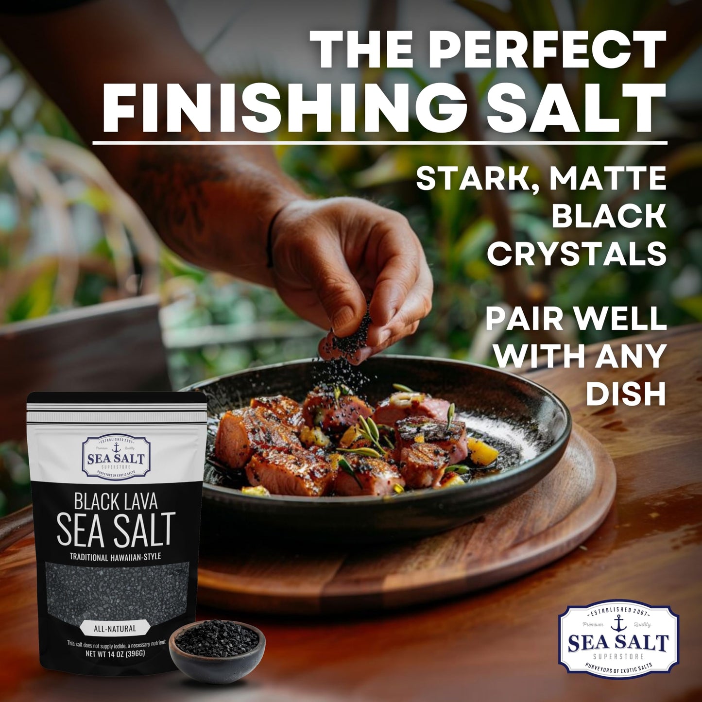 Black Salt, Hawaiian-Style Black Lava Sea Salt, Black Sea Salt With Activated Charcoal, Black Hawaiian Sea Salt For Cooking & Fi