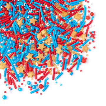 Sweets Indeed Sprinkles, Patriotic Edible Sprinkle Mix, Red Blue Gold, 4Th Of July, Perfect For Cake Decorations, Baking, Ice Cr