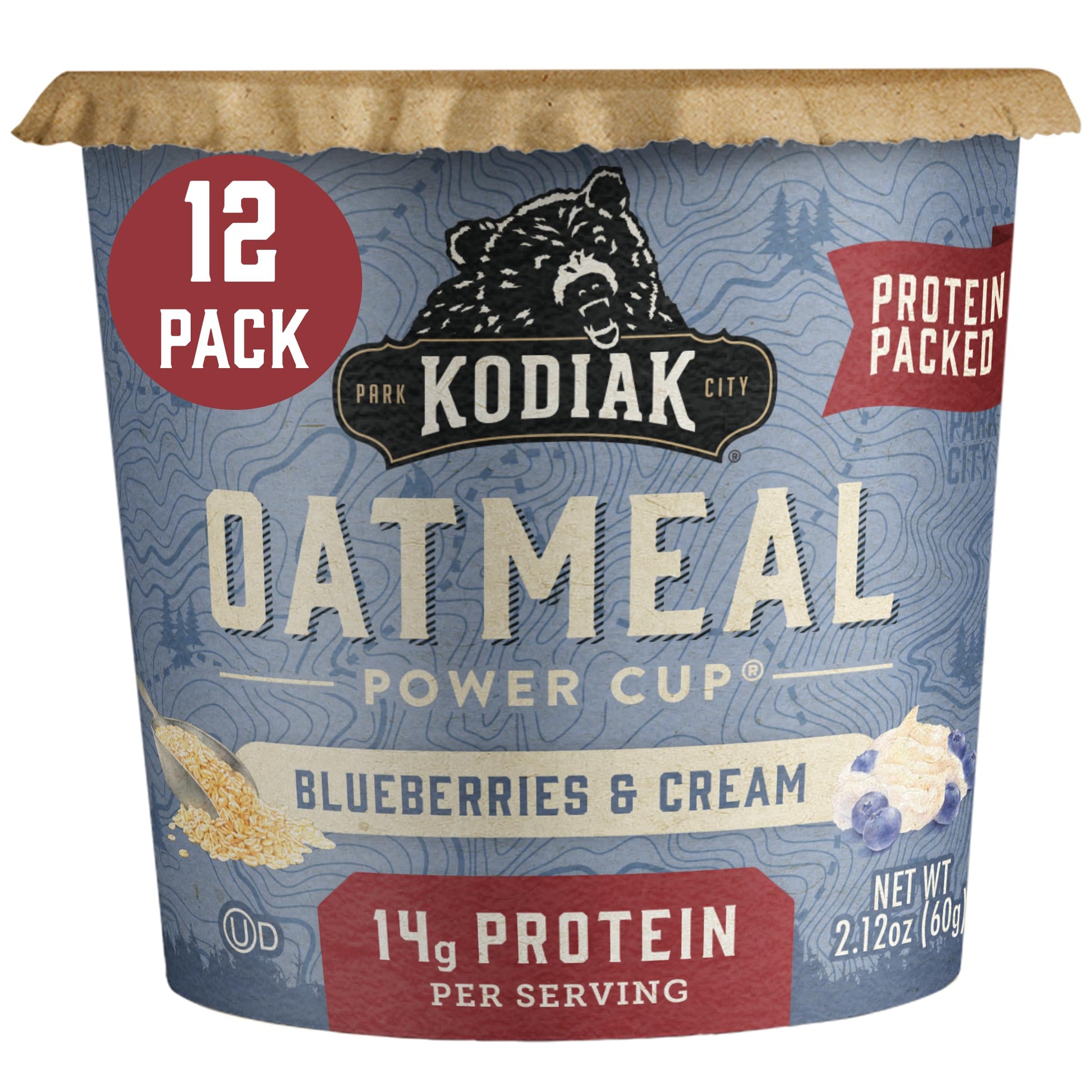 Kodiak Instant Oatmeal Cups, Blueberries & Cream, High Protein, 100% Whole Grains, (12 cups)