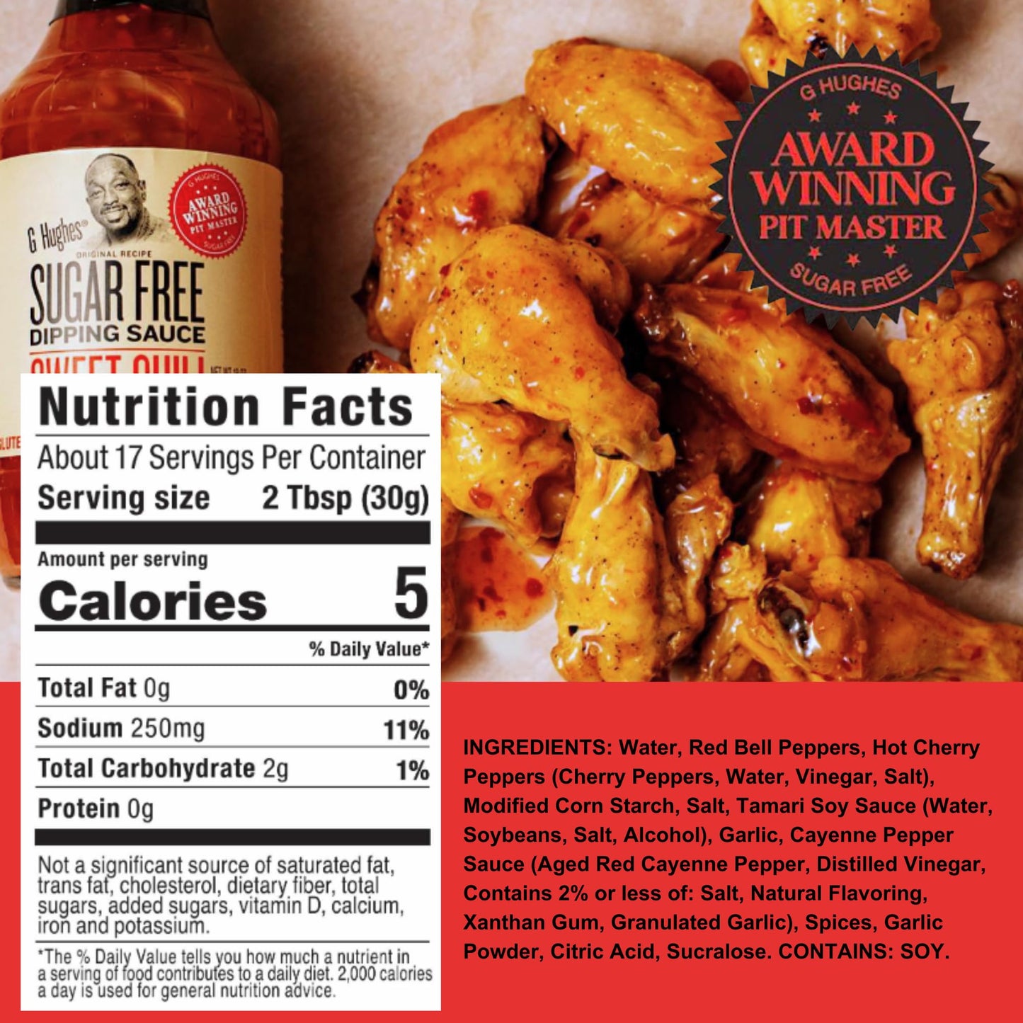 G Hughes Sugar Free, Sweet Chili Sauce - Gluten Free Dipping Sauces, Sugar Free Sauce, No Sugar Hot Sauce, Low Carb Red Chili Sa