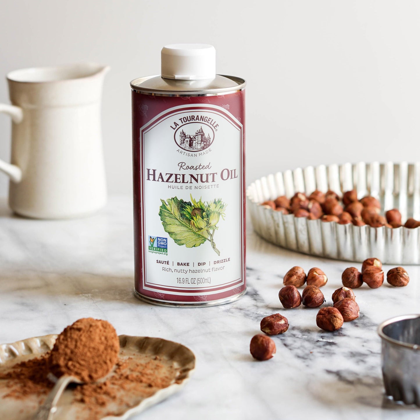 La Tourangelle Roasted Hazelnut Oil, High-Oleic Oil Great For Baking, Stir-Frying, And Vinaigrettes, 16.9 Fl Oz