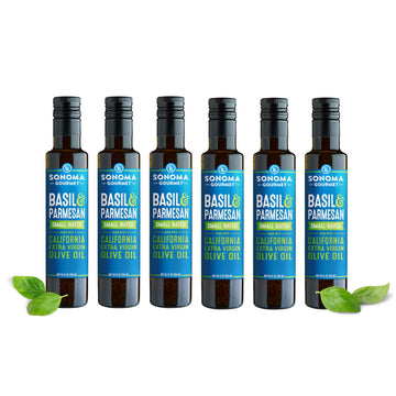 Sonoma Gourmet: Basil & Parmesan Flavored Olive Oil | 100% California Extra Virgin Olive Oil | 8.5 FL OZ (Pack of 6)