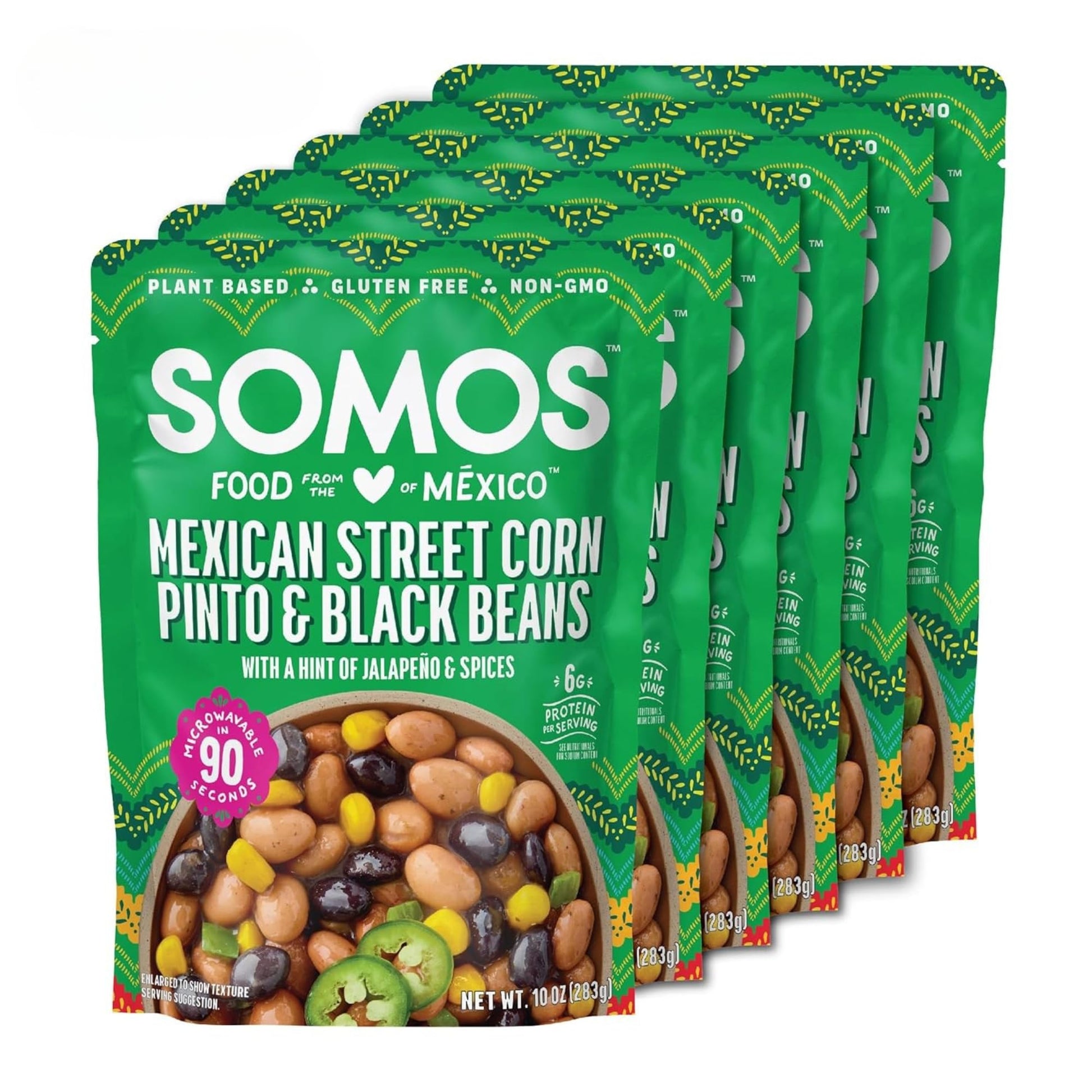 SOMOS Mexican Street Corn Pinto & Black Beans | Gluten Free, Non-GMO, Vegan Ready-to-Eat Microwavable Meals - Healthy & Plant Ba