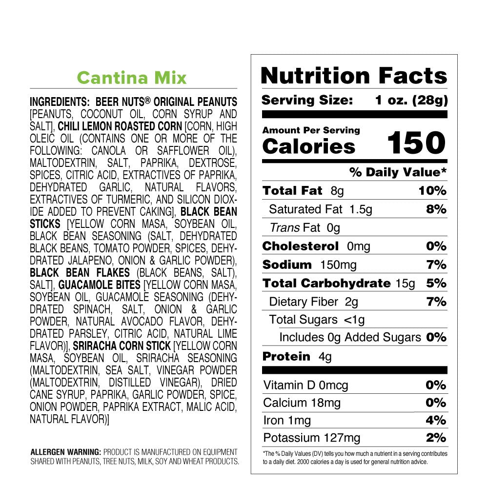 malt-inspired NUTS Cantina Twang Mix, Sweet & Salty Peanuts and Snacks, 28 Ounce Resealable Jar