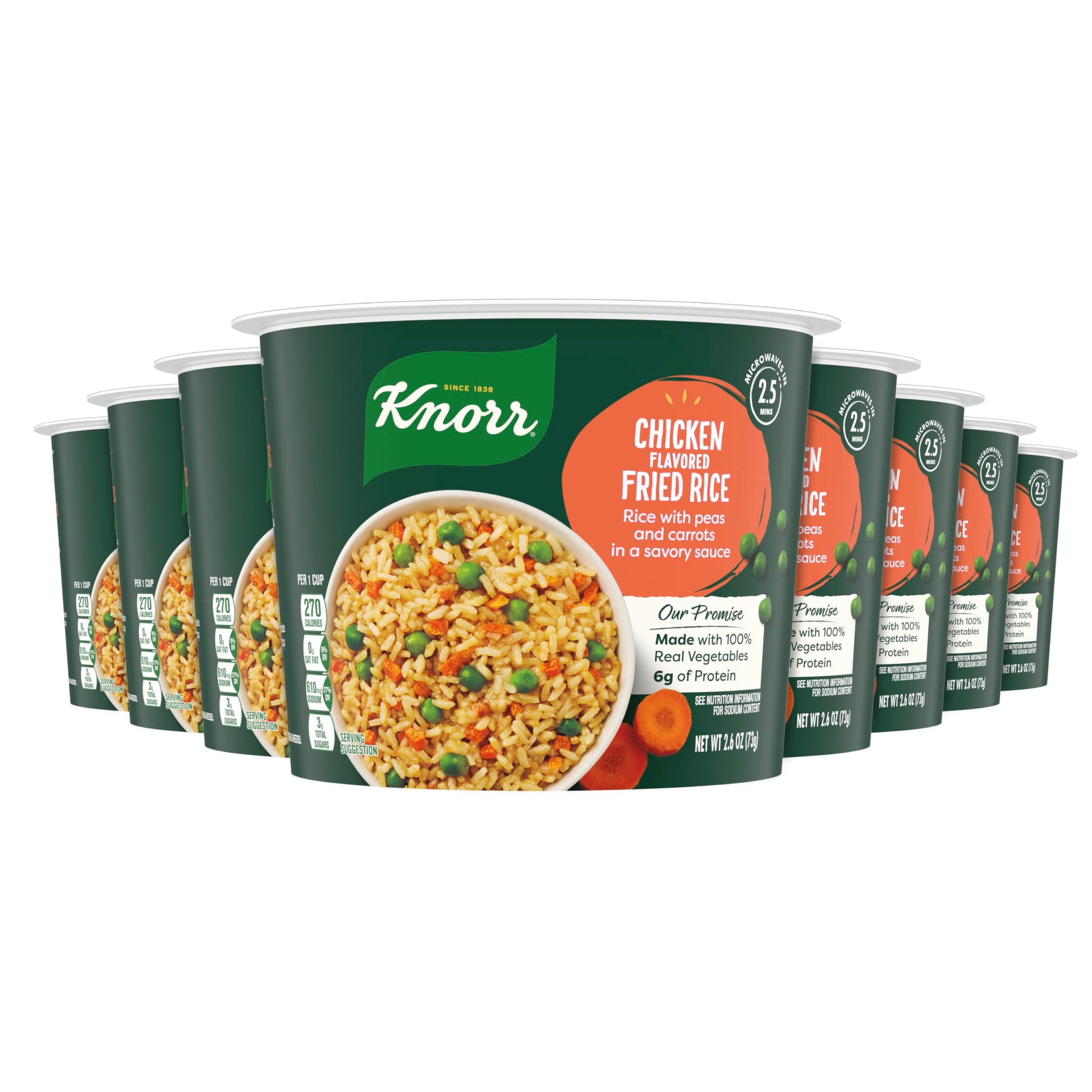 Knorr Rice Cup Chicken Flavored Fried Rice 8 Ct Delicious Rice Dish No Artificial Flavors Or Preservatives 2.6 Oz