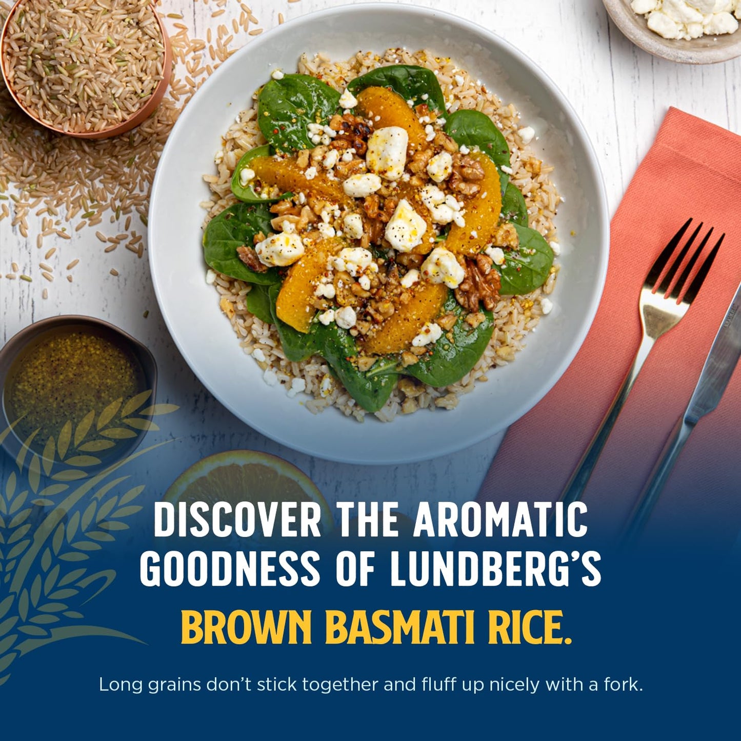 Lundberg Basmati Rice, Organic Long Grain Brown Rice - Non-Sticky, Fluffy Aromatic Rice Grown in California, Pantry Staples, 32
