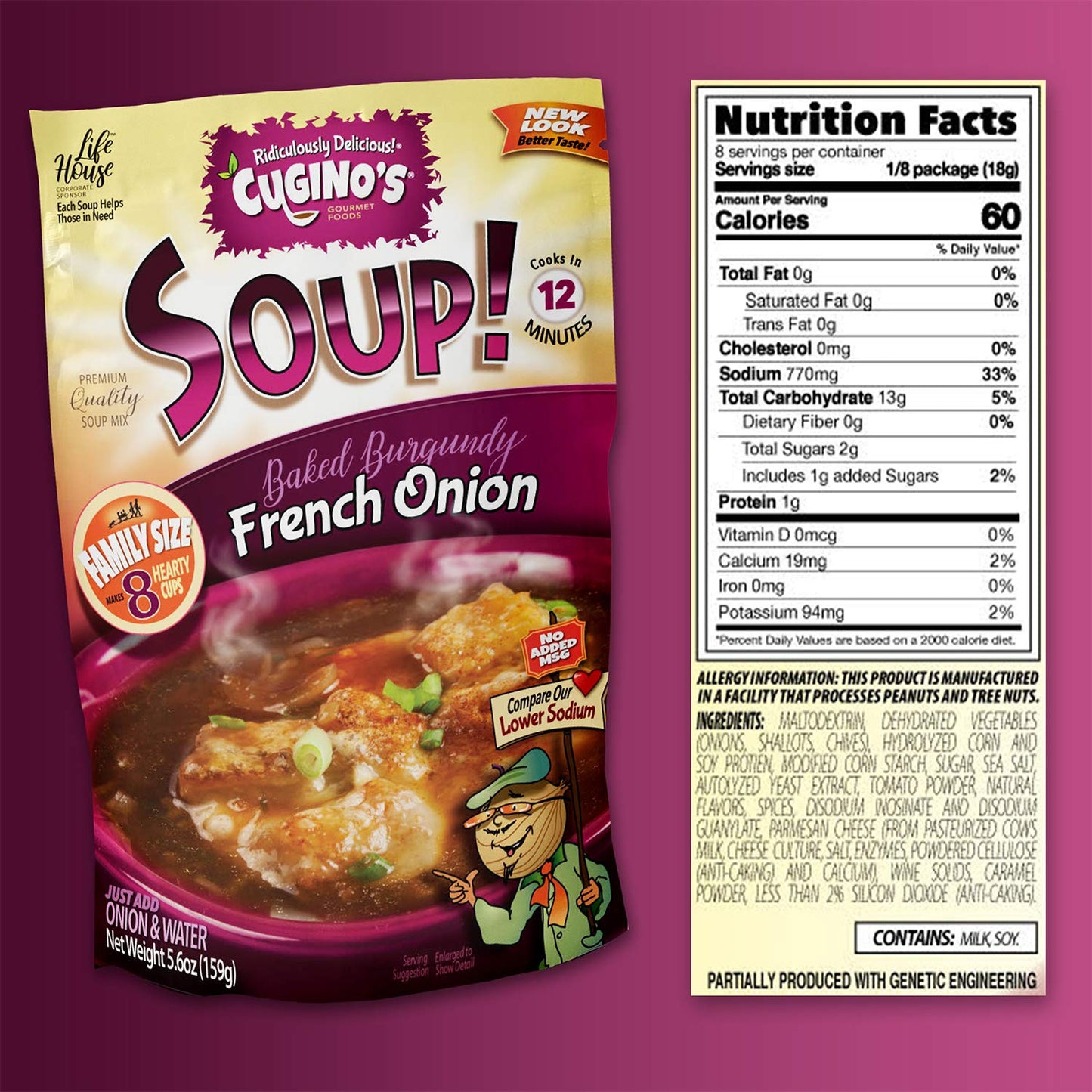 Cugino'S French Onion Soup Mix, 2 Pack, Traditional Baked Burgundy Homemade Taste With Fresh Herbs And Spices, Cooks In 12 Minut