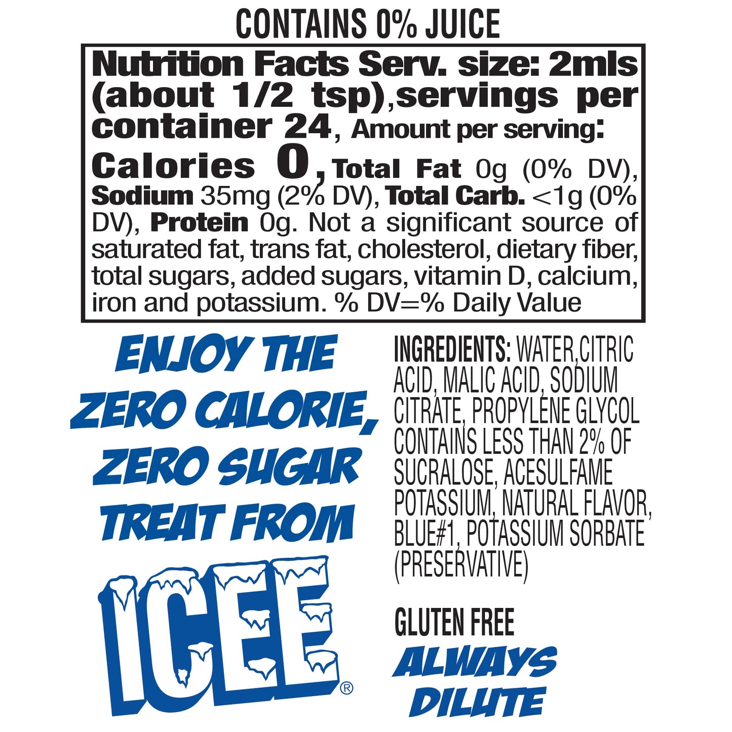 Icee Zero Calorie Cherry, Blue Raspberry, Orange And Mango Liquid Water Enhancer Drink Mix, Natural Flavor Drops, Sugar Free, 1.