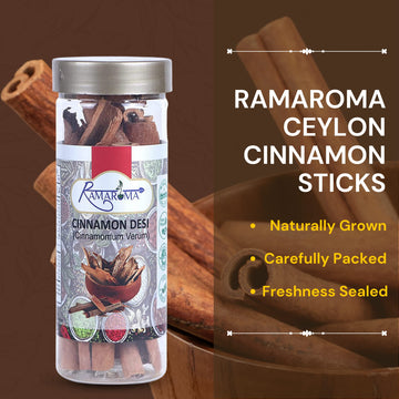 Ramaroma, Cinnamon Sticks (85G/3Oz) Non-Gmo & Raw Cinnamon | Organic Cinnamon Sticks | Cinnamon Whole | Strong Aroma, Perfect Fo