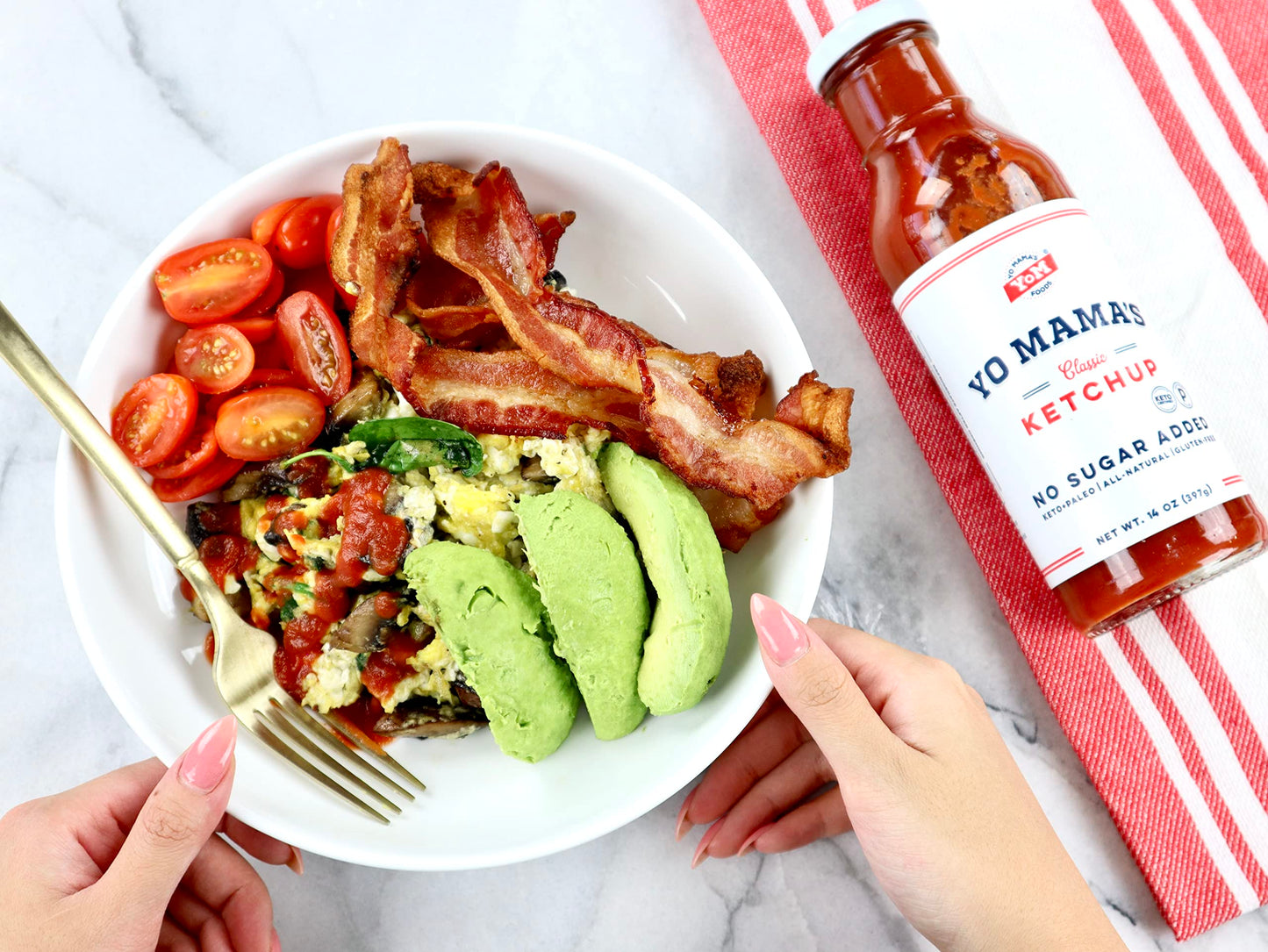 Yo Mamas Foods Keto Classic Ketchup, Zero Calorie, No Sugar Added, Vegan, Gluten Free, 14 Ounce (Pack of 2)