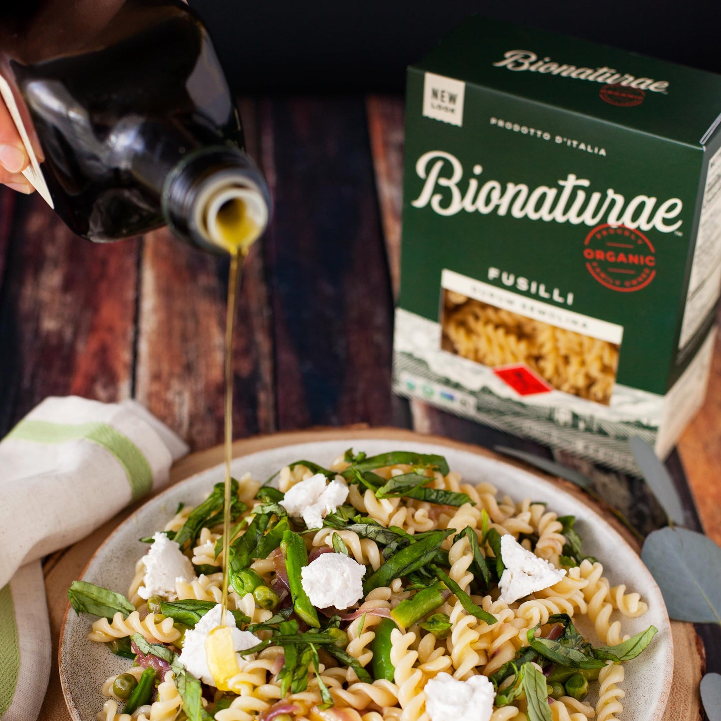 Bionaturae Fusilli Pasta Noodles - Durum Semolina Pasta, Kosher, High Protein, Non-Gmo Verified, Usda Certified, Durum Semolina