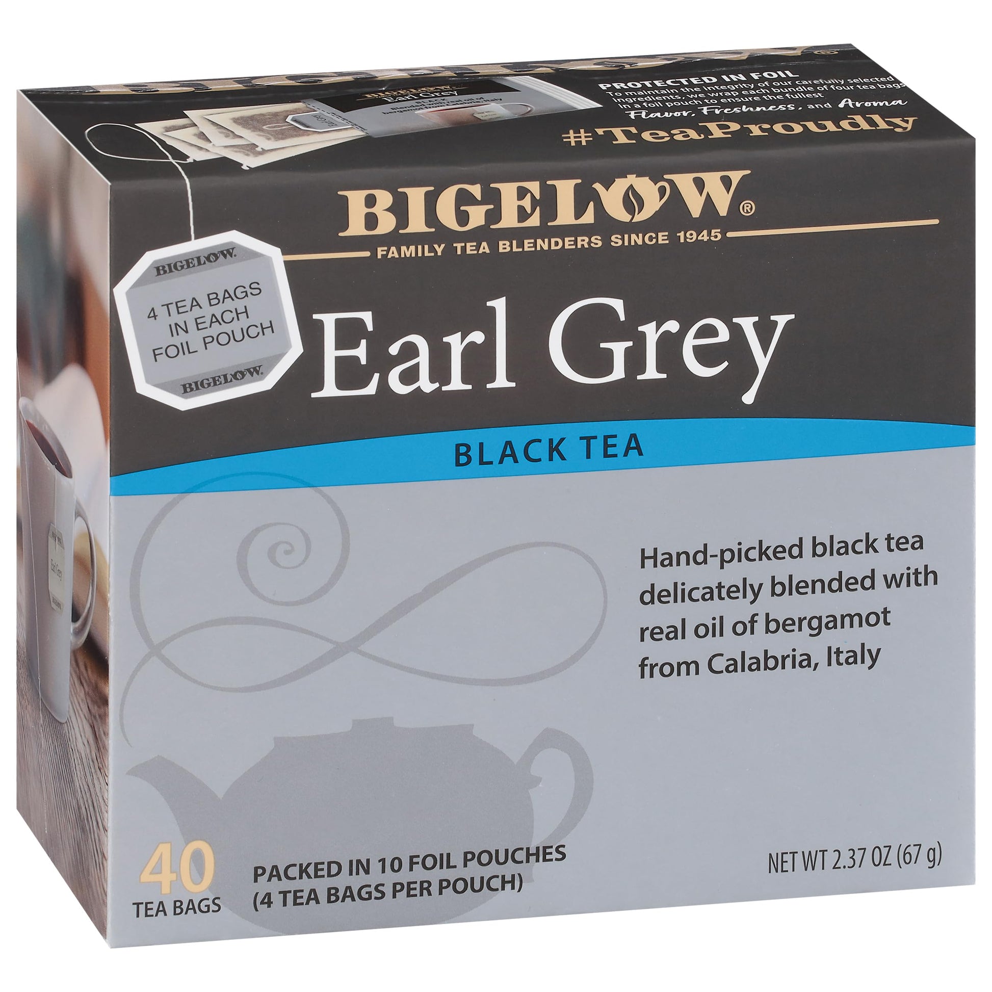 Bigelow Tea Earl Grey Black Tea, Caffeinated, 40 Count Box (Pack of 6), Model 072310001244, 240 Total Tea Bags