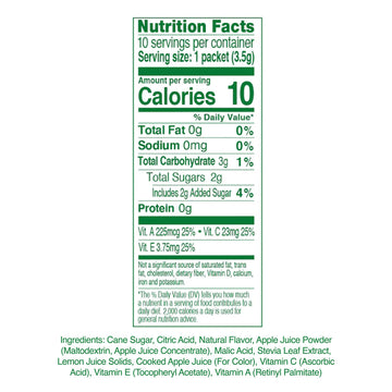 TRUE LEMON KIDS Crisp Apple (10 Packets) - Hydration, No Preservatives, No Artificial Flavors, No Sweeteners - Low Sugar Water F