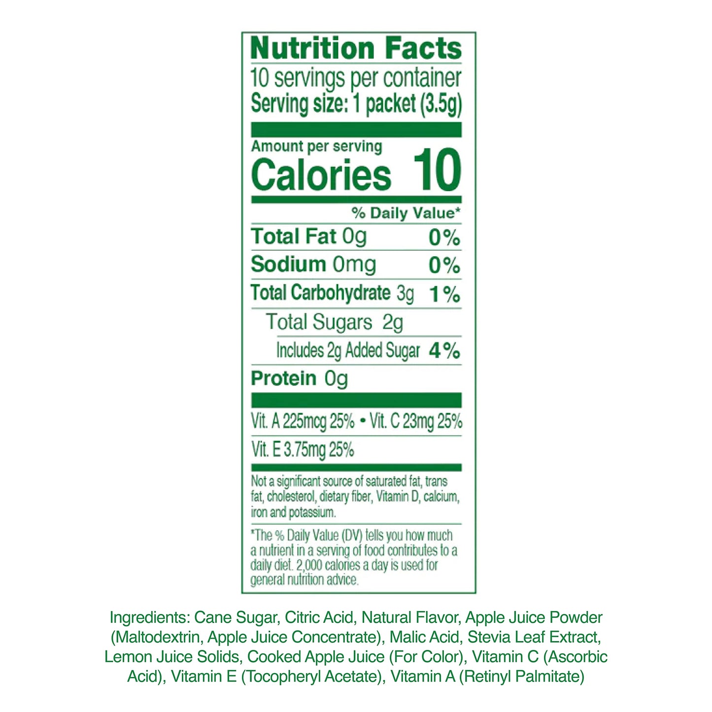 TRUE LEMON KIDS Crisp Apple (10 Packets) - Hydration, No Preservatives, No Artificial Flavors, No Sweeteners - Low Sugar Water F