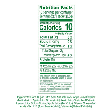 TRUE LEMON KIDS Crisp Apple (10 Packets) - Hydration, No Preservatives, No Artificial Flavors, No Sweeteners - Low Sugar Water F