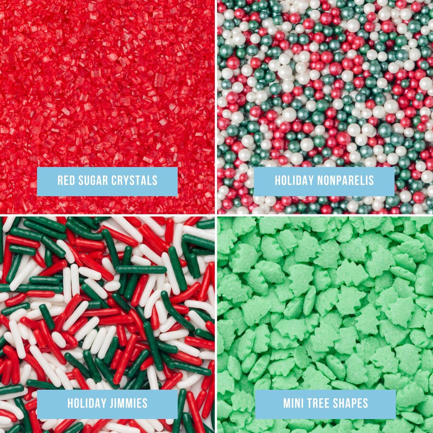 Sweets Indeed Christmas Sprinkles Mix - Edible Jimmies, Nonpareils & Sugar Pearls - 10.90 oz - Holiday Blend - Christmas Color