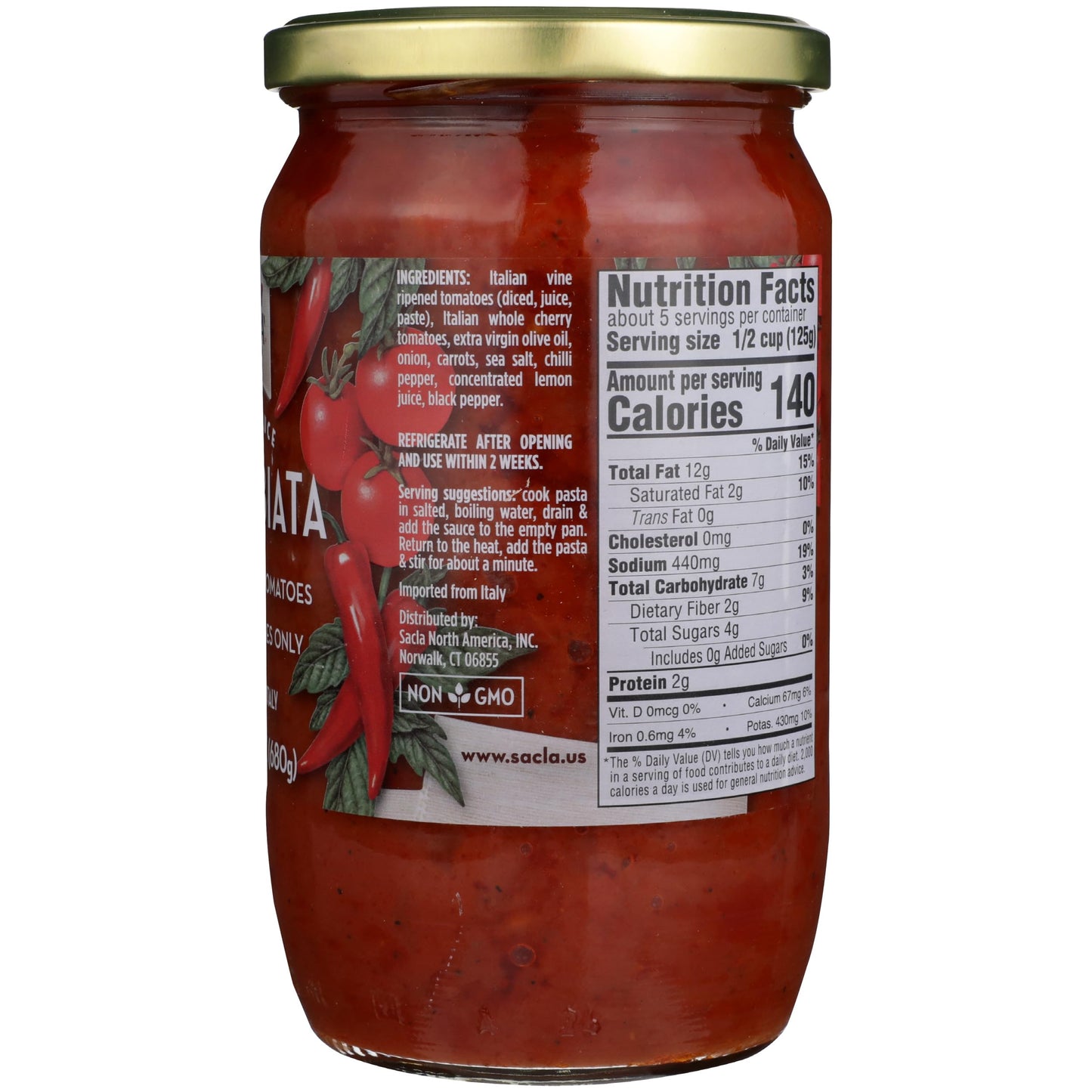 Sacla Arrabbiata Cherry Tomato Pasta Sauce, No Added Sugar, 24 Ounces (Pack Of 6)