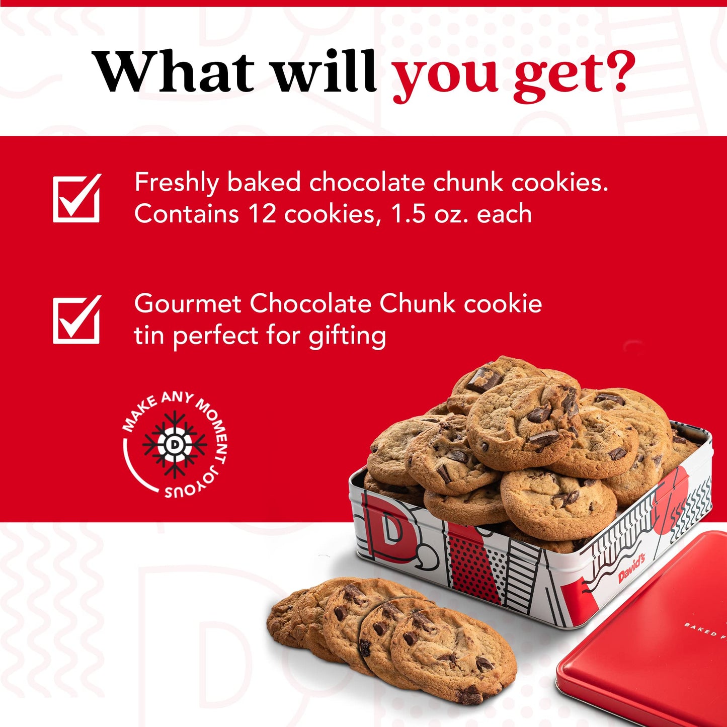 David'S Cookies 1Lb Chocolate Chunks Fresh Baked Cookies - Delectable & Premium Ingredients - No Added Preservatives Cookie Gift