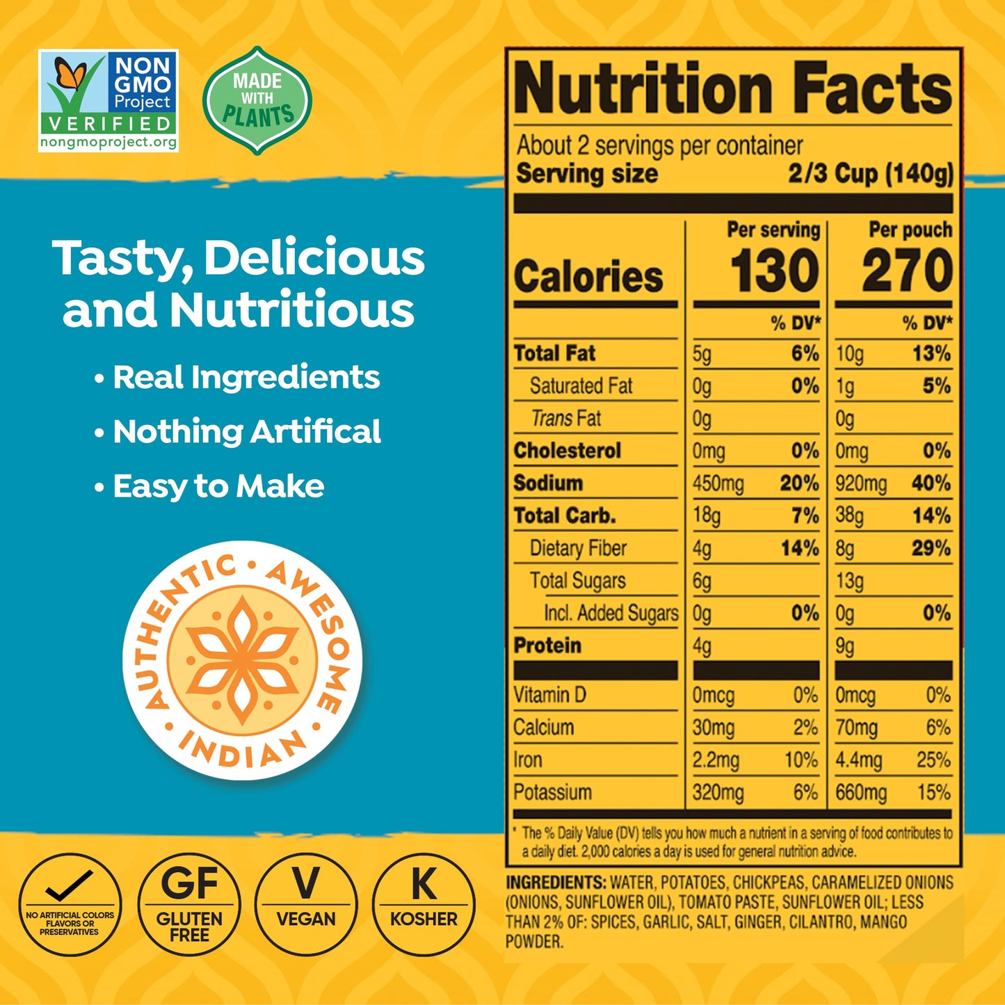 Tasty Bites Bombay Potatoes Entree, 10-Ounce (Pack of 6) ( Value Bulk Multi-pack)