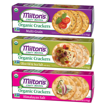 Miltons CRAFT BAKERS Organic Crackers Variety Bundle (Multi-Grain, Olive Oil & Sea Salt, Himalayan Salt) - Certified Organic, N