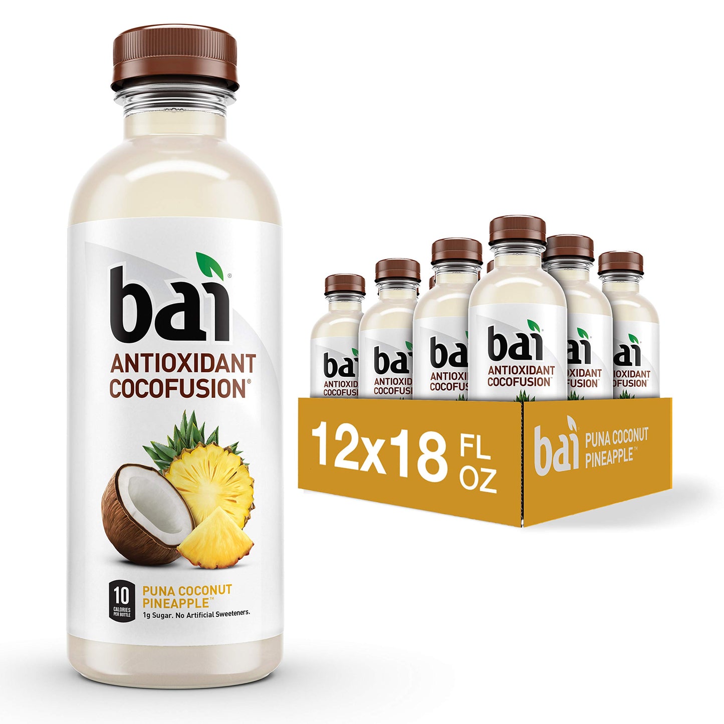 Bai Coconut Flavored Water  Puna Coconut Pineapple  Antioxidant Infused Drink  18 Fluid Ounce Bottle (Pack Of 12)