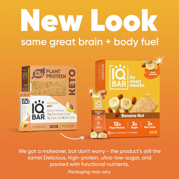 IQBAR Brain and Body Plant Protein Bars - Fruit Lovers Variety - 36 Count, Low Carb, High Fiber, Gluten Free, Vegan Snacks - Low