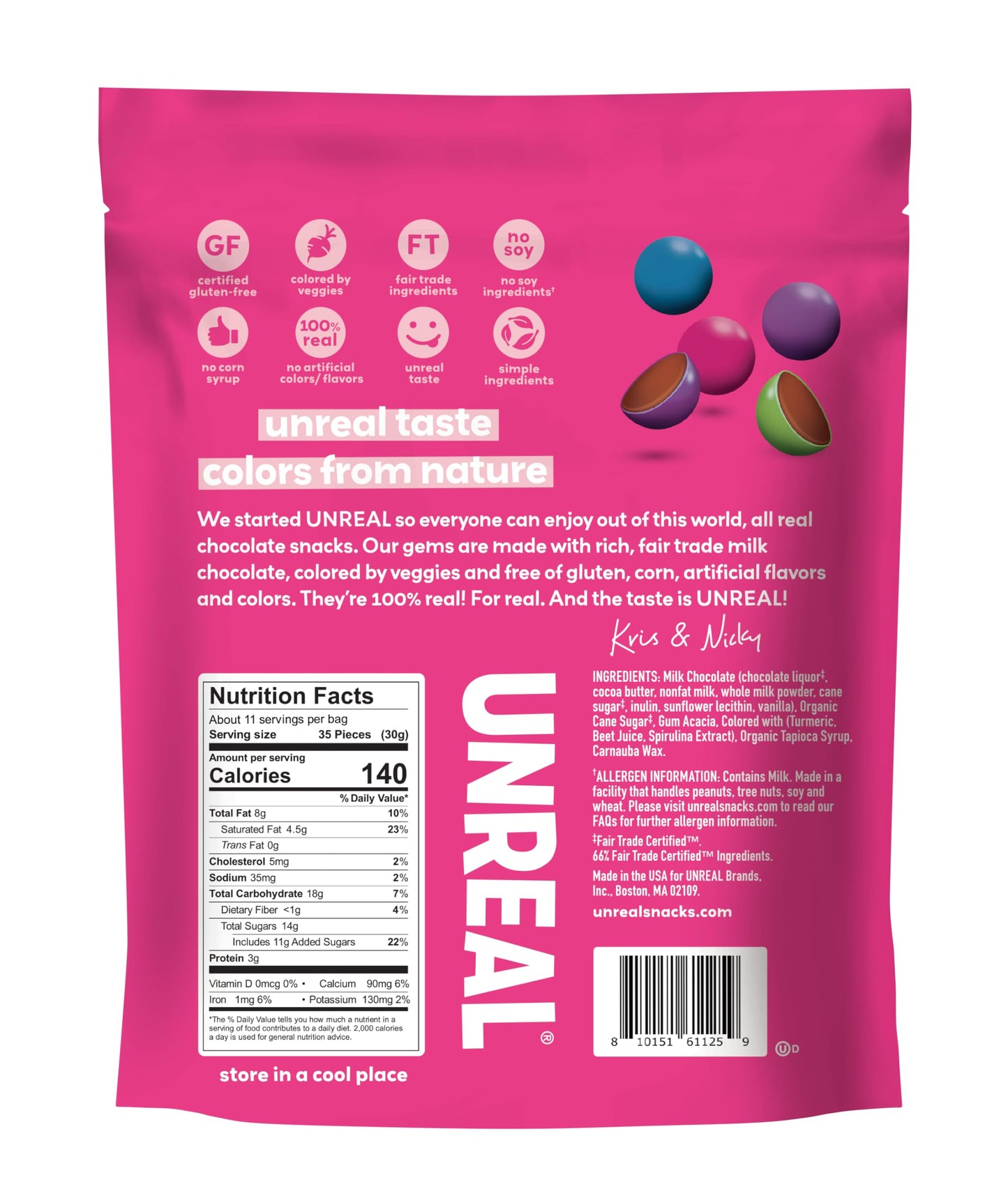 UNREAL Milk Chocolate Gems Family Size, 12 OZ