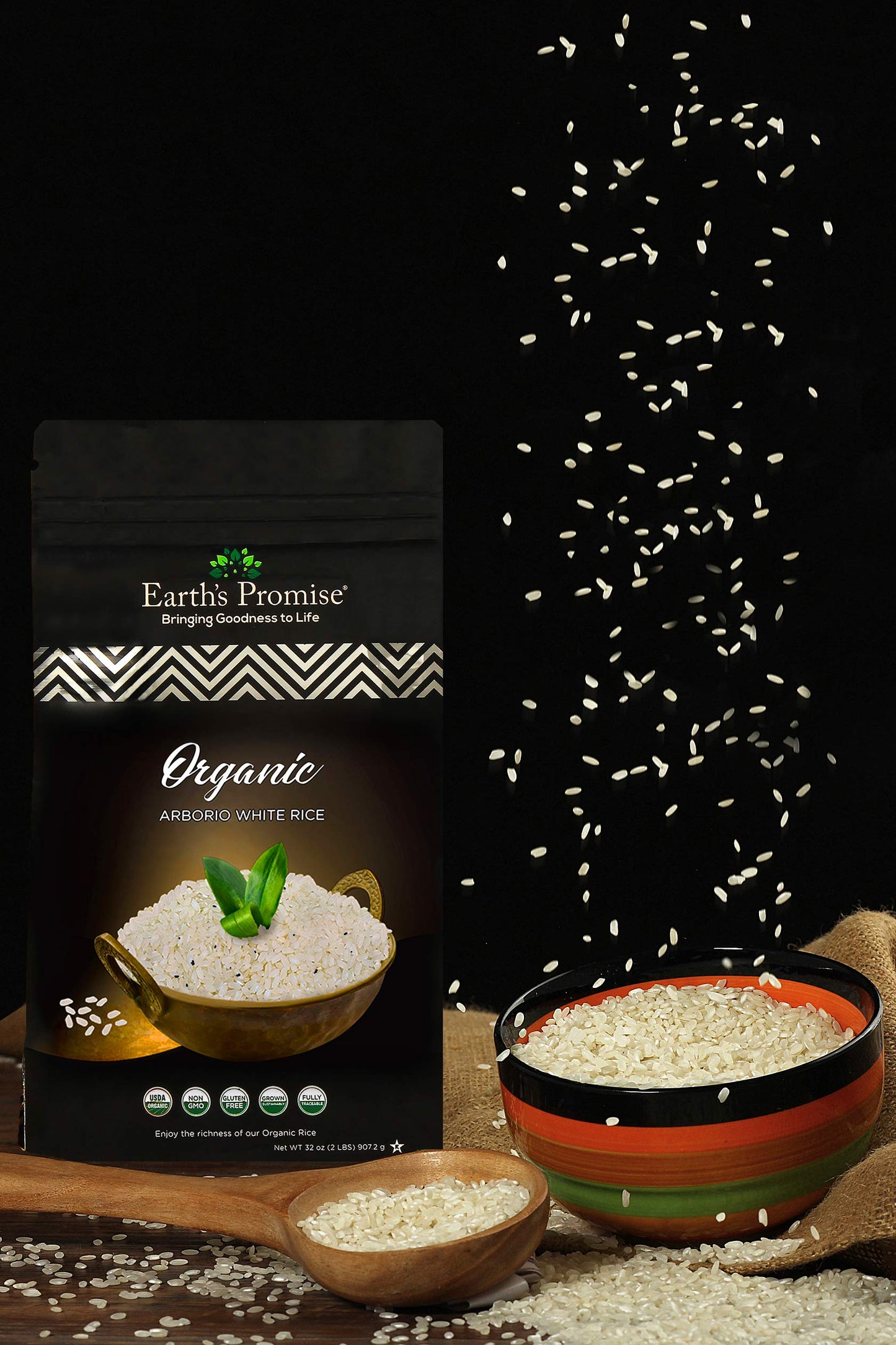 Earths Promise - Organic Arborio White Rice 32 oz (1-Pack) - Organic, Non-GMO, Gluten Free, Allergen Free, Low-Arsenic, Sustain