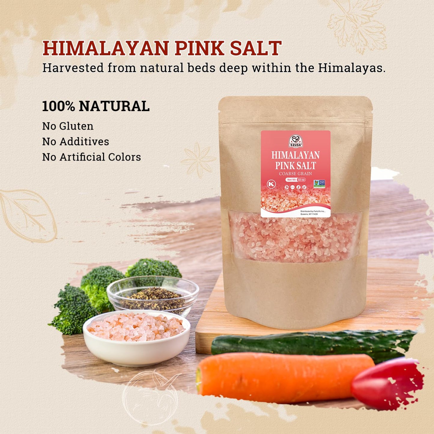 52Usa Whole Black Peppercorns 12 Oz + Himalayan Pink Salt (Coarse Grain) 2 Lb - Salt And Pepper Grinder, Black Peppercorn Refil,
