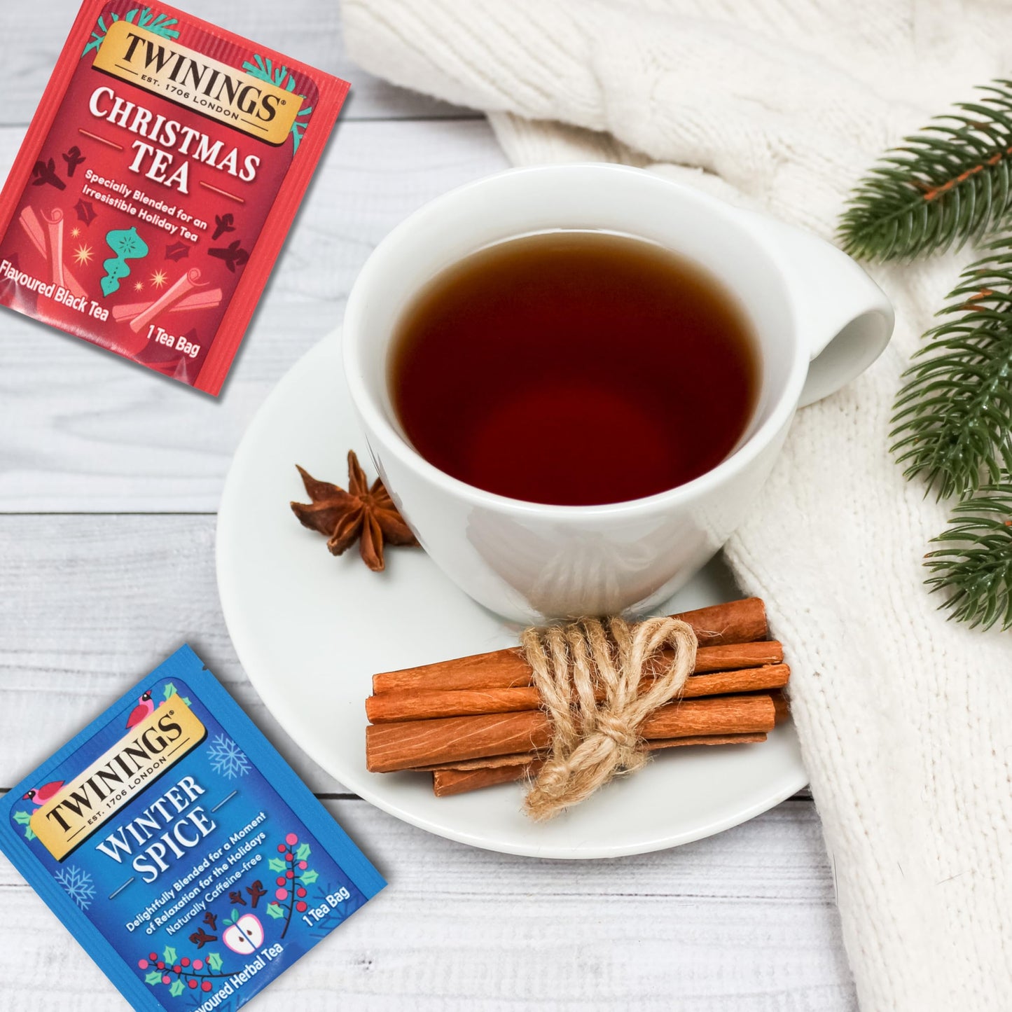 Twinings Christmas Holiday Variety Tea Bag Pack (40 Count) 4 Flavors Include Christmas Tea, Winter Spice, Gingerbread Joy, Peppermint Cheer, Seasonal Gift For Her, Him, Family, Friends