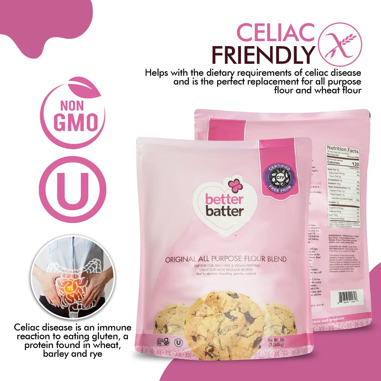 Better Batter Gluten Free Flour - Award Winning Nutritious, Vegan, Allergen Free, & Kosher - Cup for Cup Alternative All-Purpose