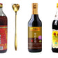 Shaohsing (shaoxing) Rice Cooking Seasoning 750ml, Premium Dark Soy Sauce, Gold Plum Chikiang Vinegar Plus Golden Heart Long Han
