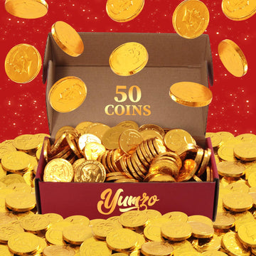Gold Chocolate Coins, 50 Pack Of Gold Chocolate Coins Bulk, Ideal Coin Candy For Themed Parties, Events And Celebrations, Perfect For Gift Bags And Festive Decorations Christmas And St Patricks Day.