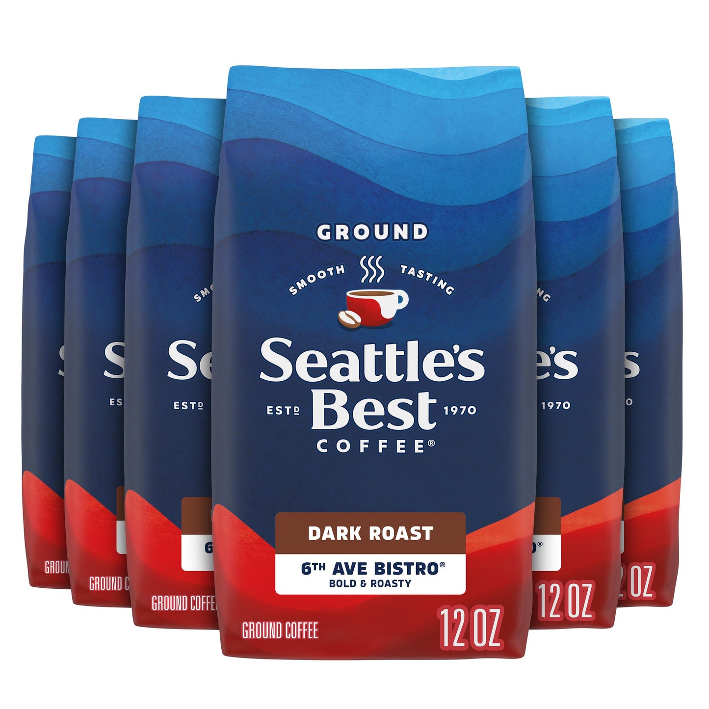 Seattles Best Coffee Dark Roast Ground Coffee 12 oz (Pack of 6) 100% Arabica 6th Avenue Bistro