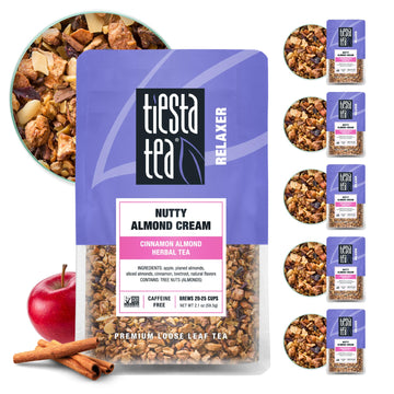Tiesta Tea Nutty Almond Cream Herbal Tea, Non-Caffeinated, 12.6oz Resealable Pouch, Pack of 6, Brews up to 25 Cups