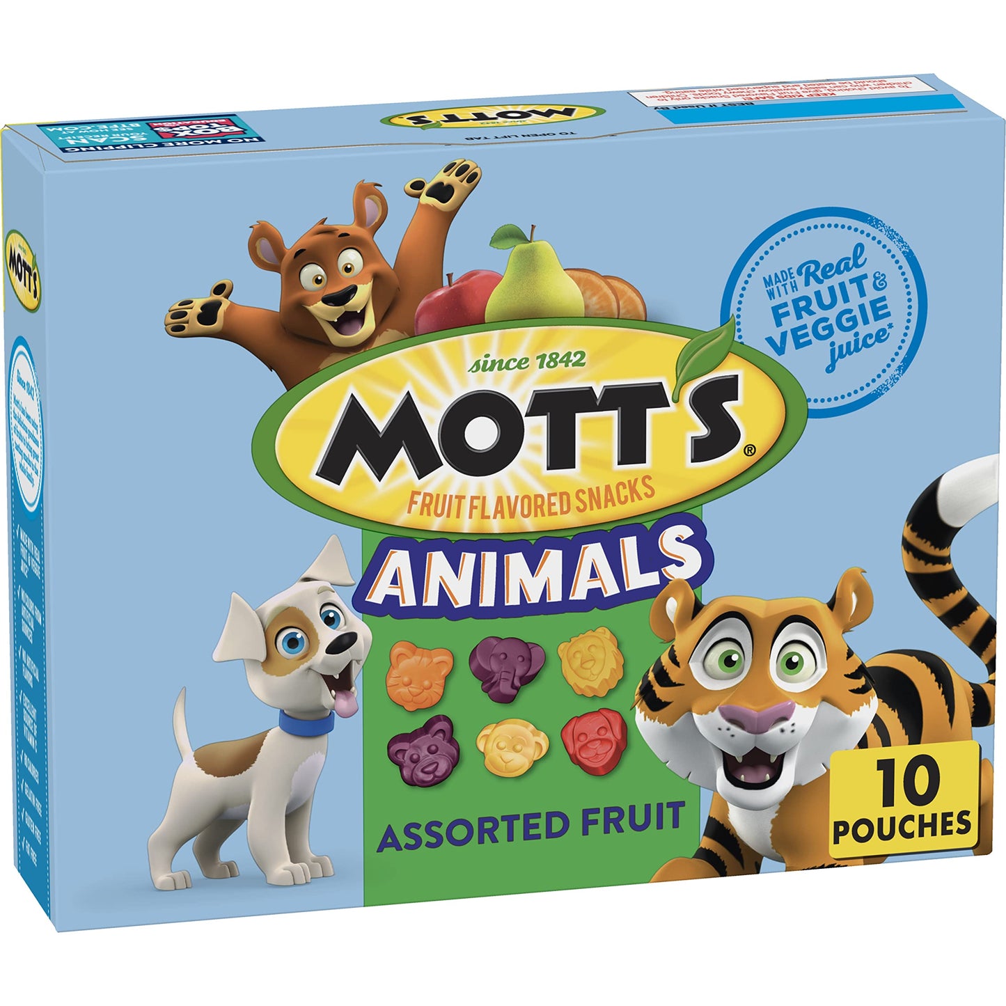 Motts Fruit Flavored Snacks, Animals Assorted Fruit, Gluten Free Snack, 10 Ct, 8 oz
