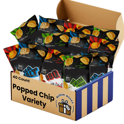 Popped Chip Snack Pack - 40 Count Bulk Box of Individually Wrapped Popped-Style Chips (0.8 oz Each) - Assembled by Bussin Boxes