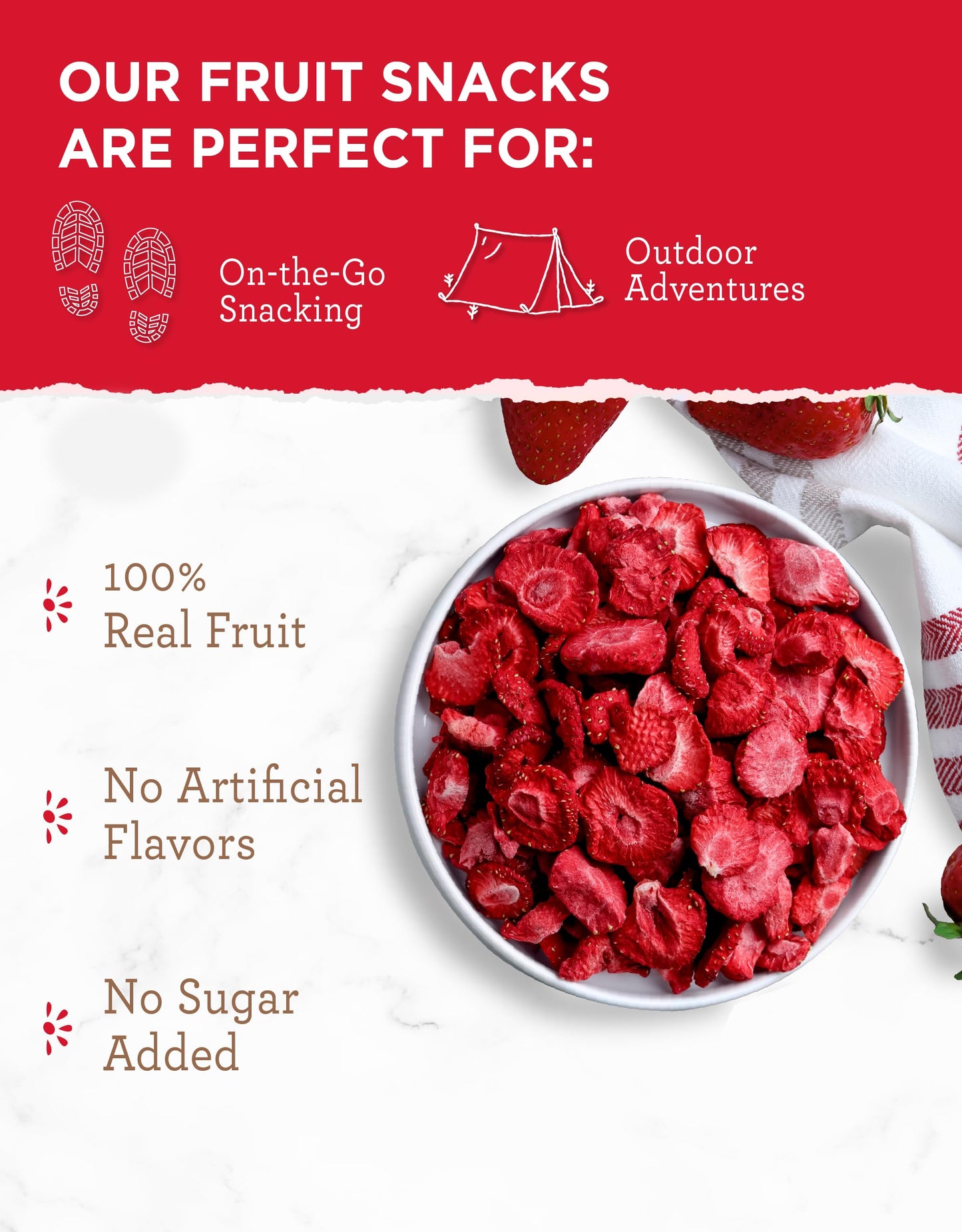 ReadyWise Freeze-Dried Strawberries, 24 Servings, 6 Pack, Vegetarian, Gluten Free, Healthy Snacks