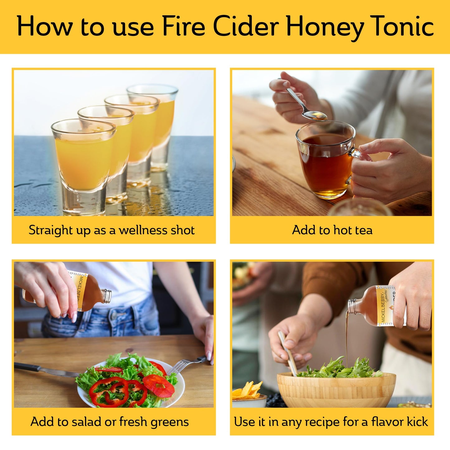 Mickelberry Gardens Fire Cider Tonic with Turmeric, Ginger & Dandelion - 8 Fl Oz - Amber
