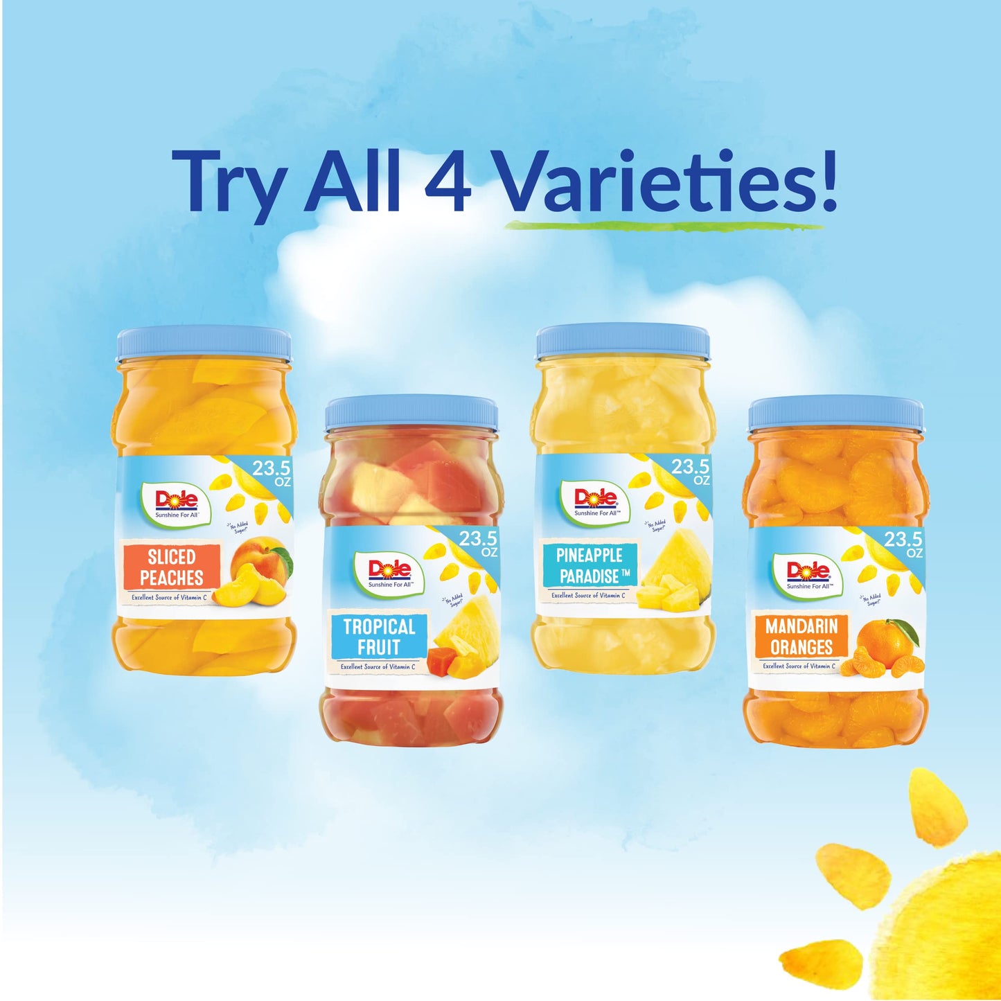 Dole Fruit Jars  Yellow Cling Sliced Peaches in 100% Fruit Juice  Gluten Free  Pantry Staples  23.5 Oz Resealable Jar