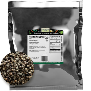 Frontier Co-Op Chaste Tree Berries Whole, Certified Organic, Kosher | 1 Lb. Bulk Bag | Vitex Agnus-Castus L.