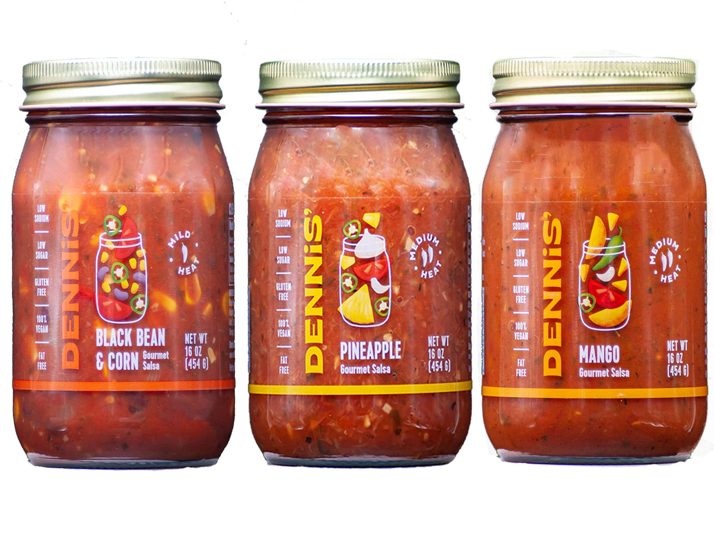 All-Natural Gourmet Salsa Variety Pack | Low Sugar, Low Cal, Low Carb, Low Sodium, & Gluten Free! Includes (1) Each Of Black Bea
