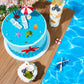 12 Pieces Hawaiian Beach Cake Decoration Summer Beach Chair And Umbrella Cake Toppers Green Palm Tree Cake Toppers For Hawaiian