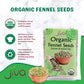 Jiva Organics Fennel Seeds - Non-GMO, Vegan, Resealable Bag - 7 Oz - Product of India