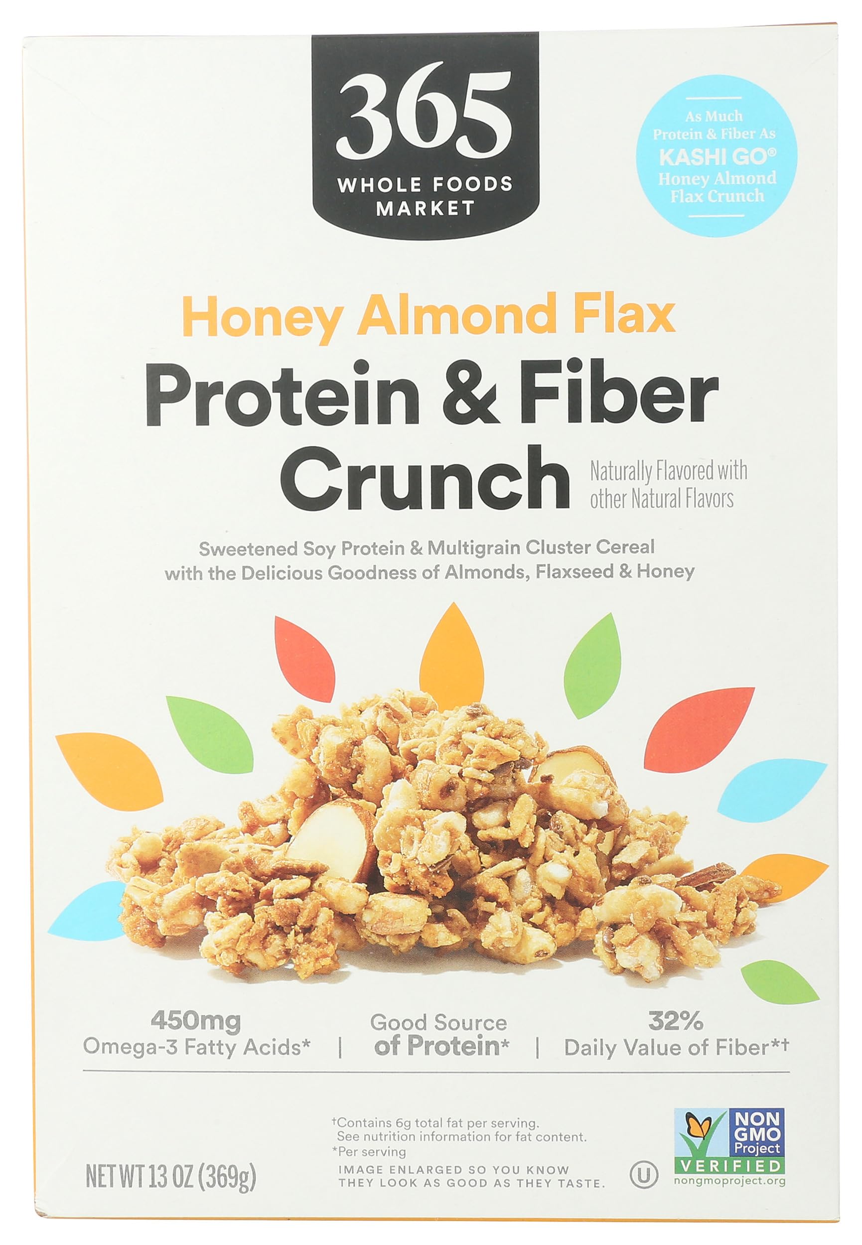 365 by Whole Foods Market Honey Almond Flax Cereal, 13 Ounce, High in Protein & Fiber, Pack of 1