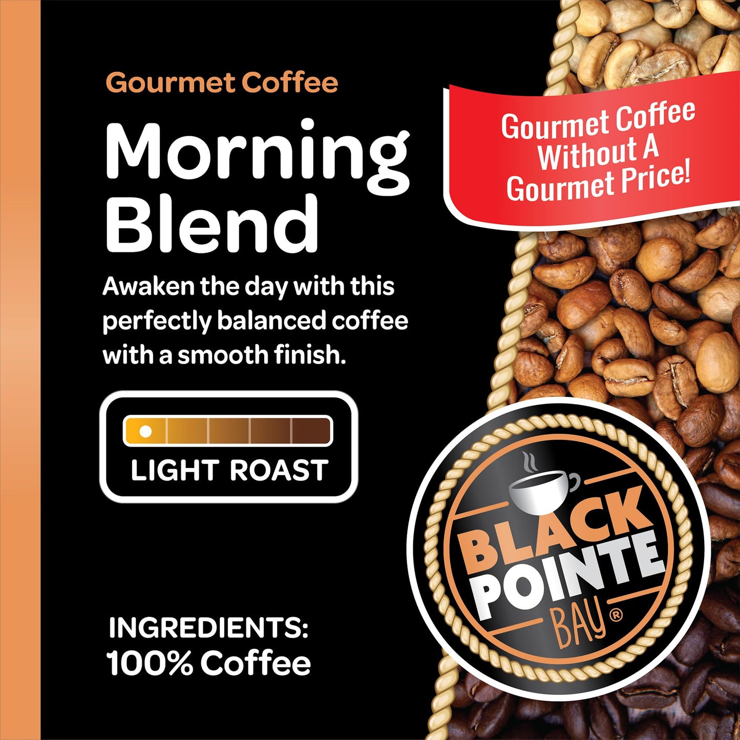Black Pointe Bay Coffee Morning Blend  Light Roast  80 Count  Single Serve Coffee Pods for Keurig K-Cup malt-inspired