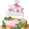 1 PCS Cowgirl Happy Birthday Cake Topper Sliver Glitter Western Cowgirl Birthday Cake Pick Hat Boot Disco Cowgirl Cake Decoratio