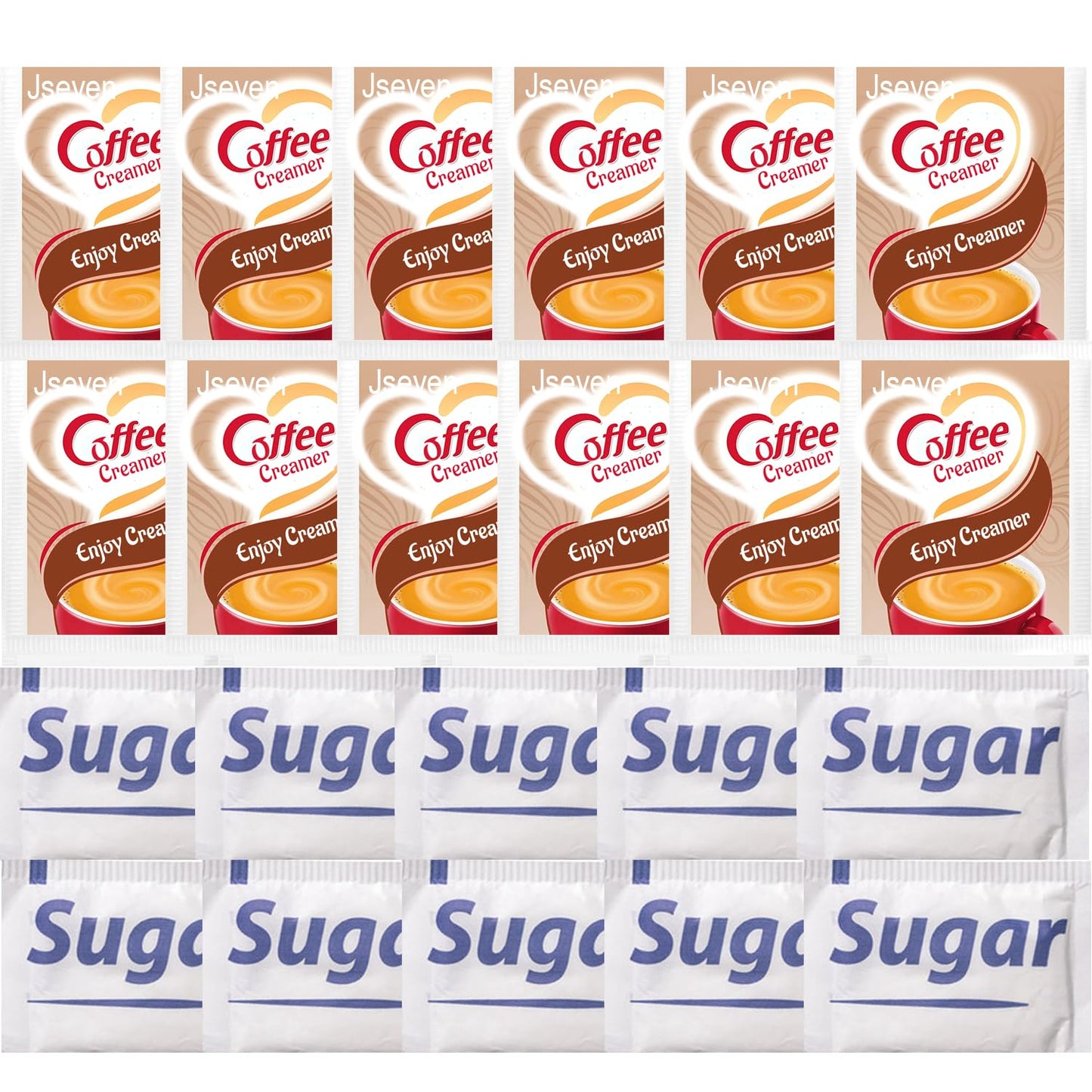 Coffee Creamer and Sugar Packets Set, Individual Serving Portions, 50 Creamer Single Package (3g) and 50 Sugar Single Pack(4g)