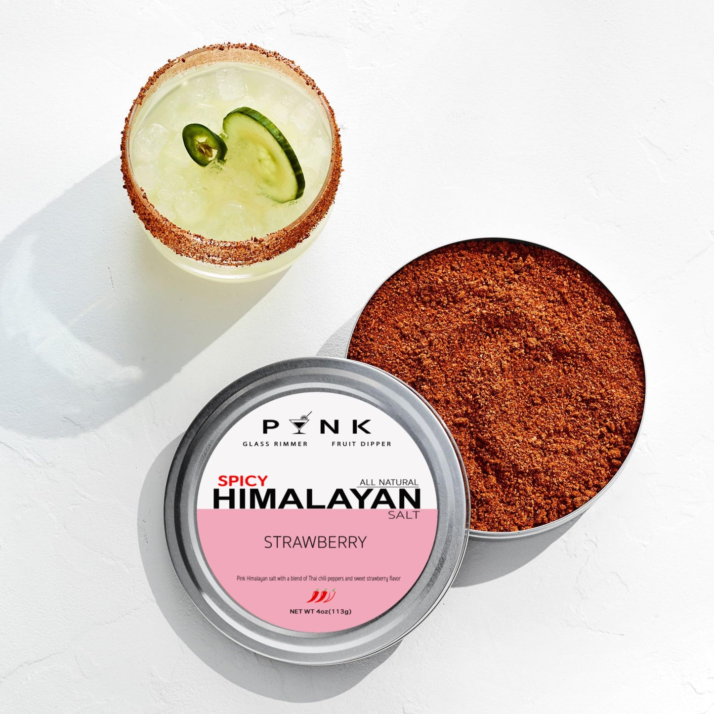 PYNK SALT Sweet & Spicy Flavored Salt for Drinks and Desserts, 4oz Can