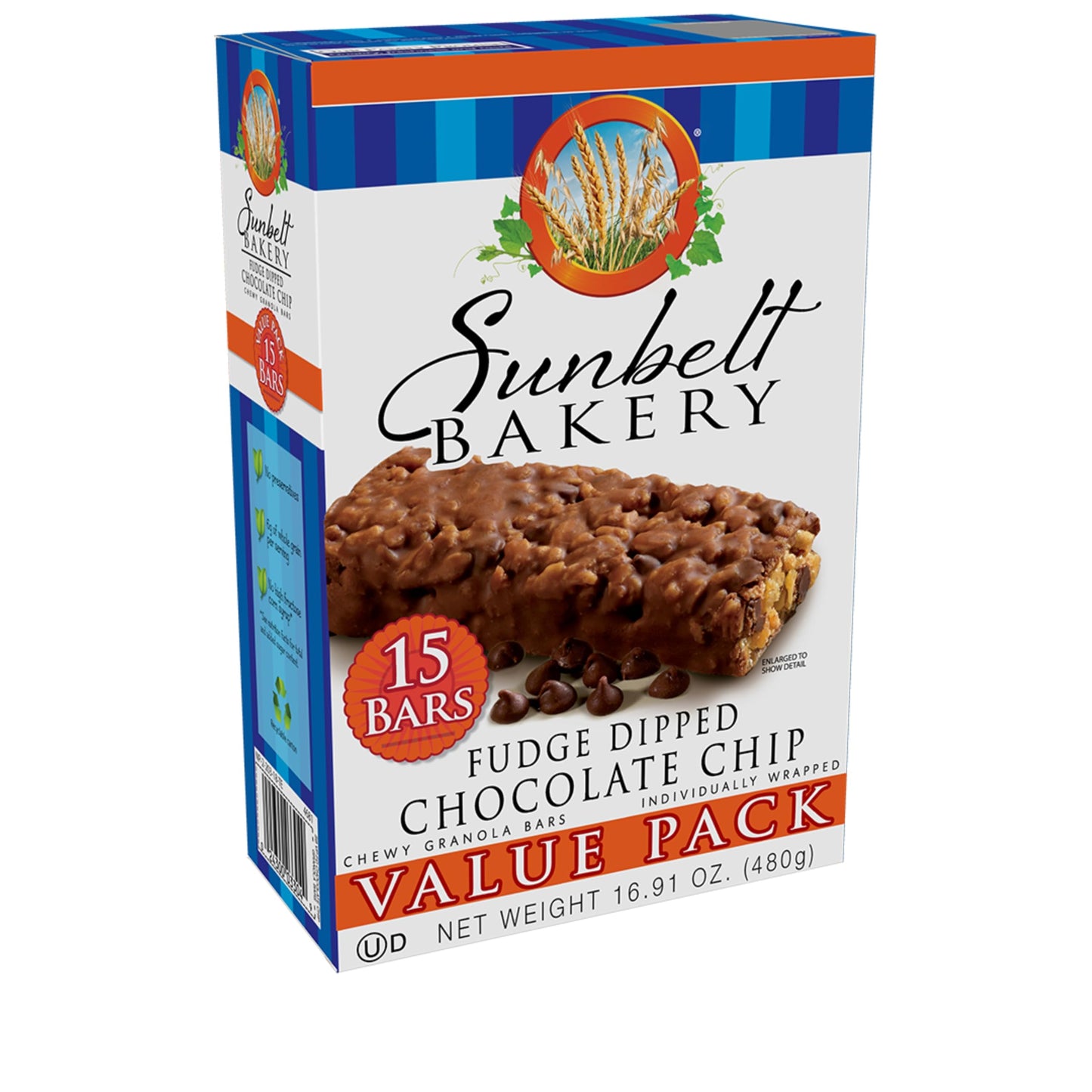 Sunbelt Bakery Value Pack Variety, 2 Boxes Each Of Oats & Honey, Fudge Dipped Chocolate Chip, and Chocolate Chip, 90 Piece Assor